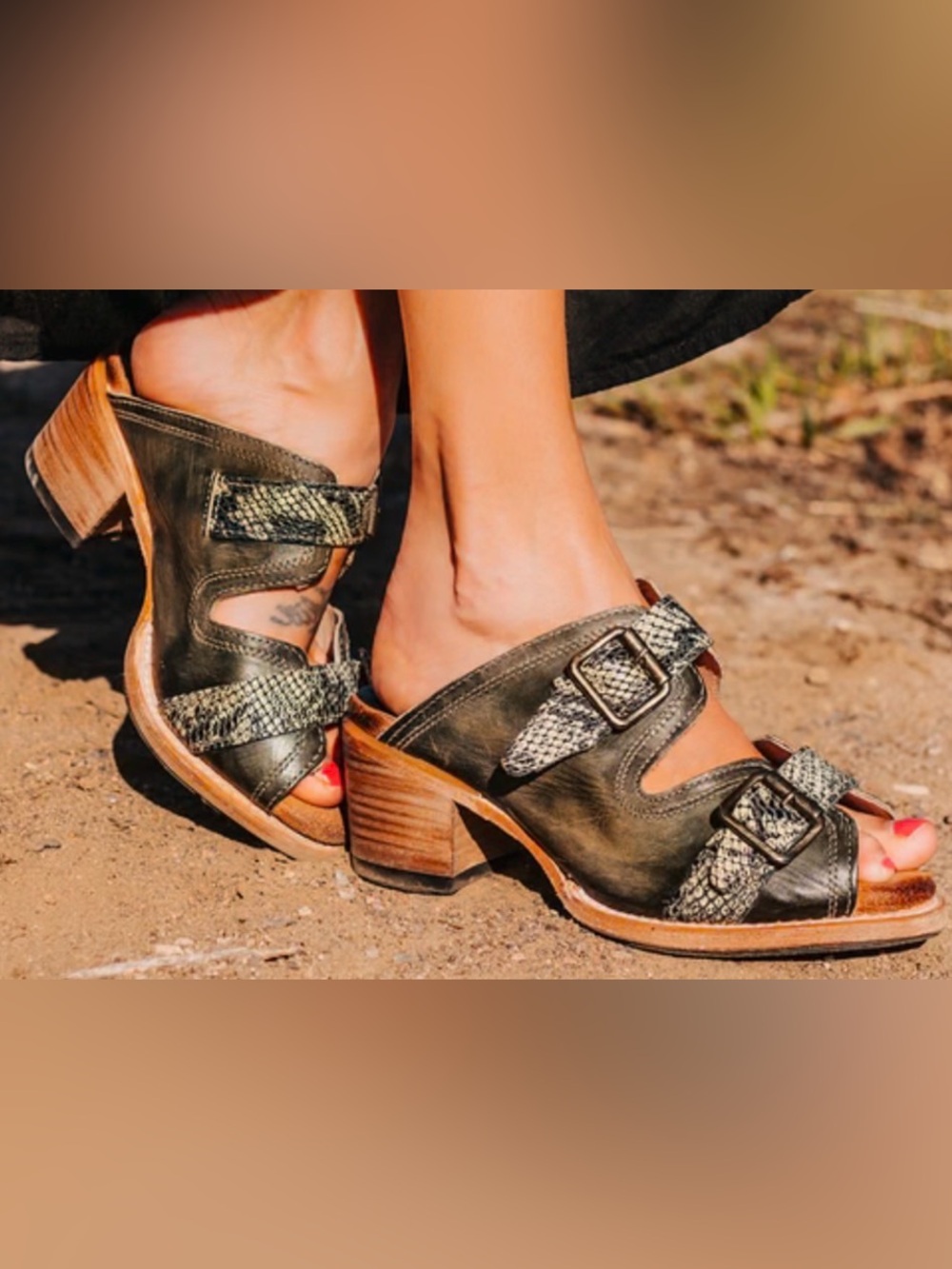 Womens FREEBIRD Caprice sandals size 7 Brown distressed boho chunky‎ heel EUC